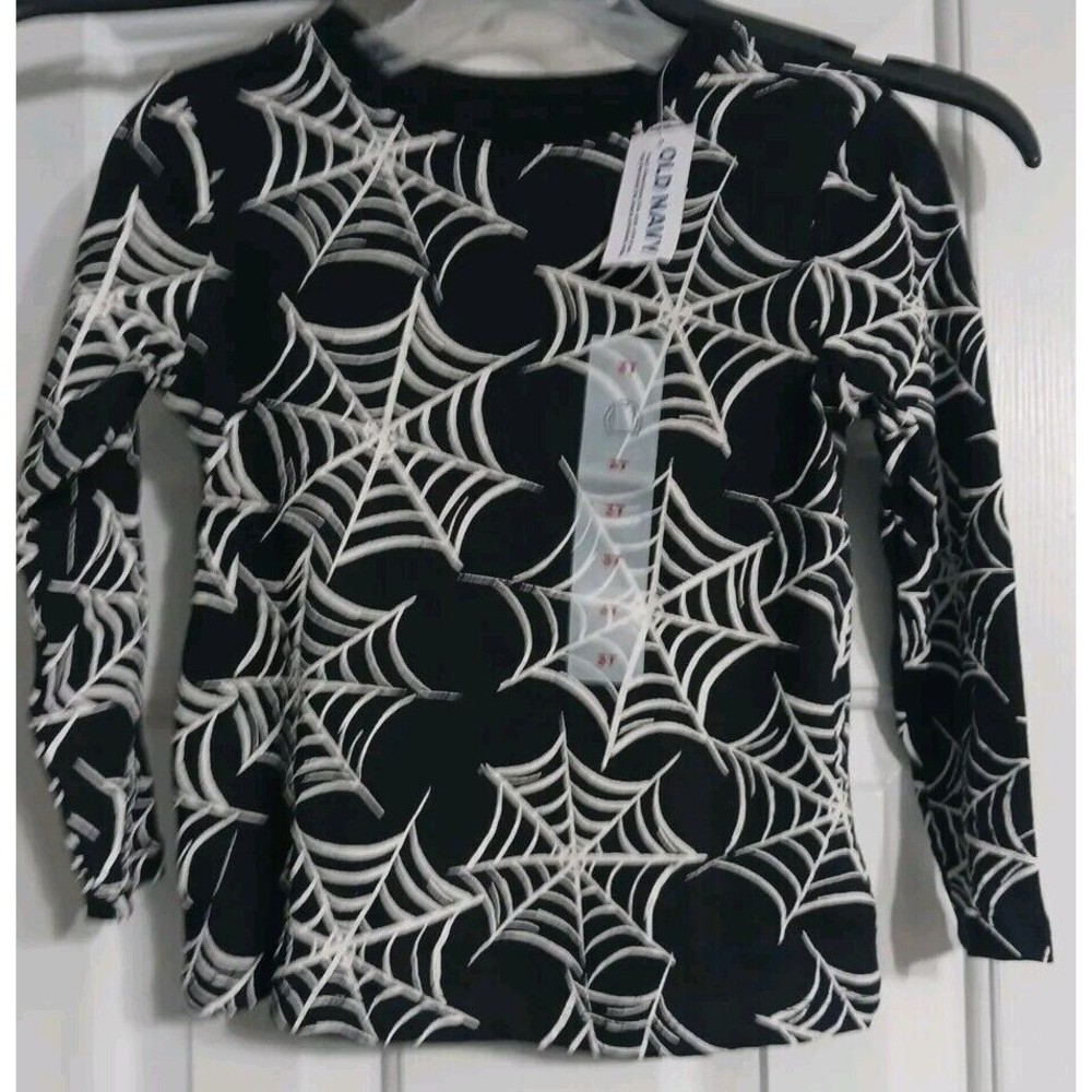 NWT Old Navy Kids Toddler  Unisex LS Tee Size 2T Halloween Spiderweb Boys Girls